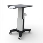 Візок для косметологічних апаратів LT-05 біло-чорний вигляд збоку
