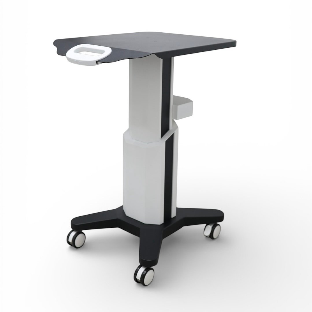 Візок для косметологічних апаратів LT-05 конструкція Візок для косметологічних апаратів LT-05 біло-чорний вигляд збоку